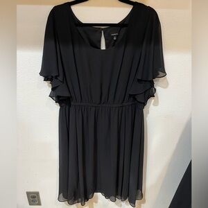 Torrid, black chiffon flutter sleeve midi dress, size 3X